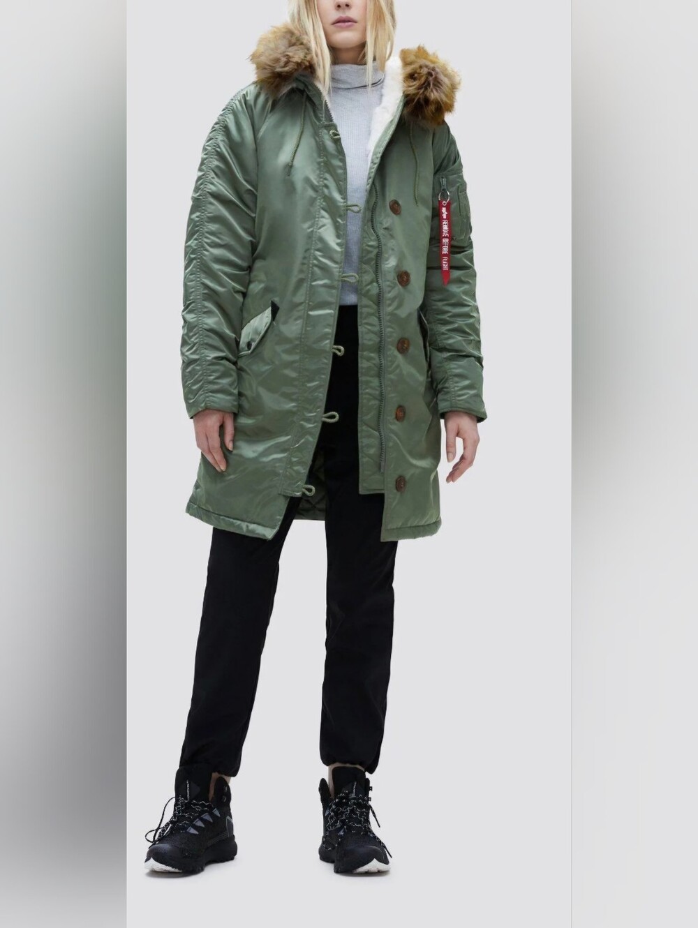 Alpha Industries Women's Size Medium Green Elyse Parka Coat